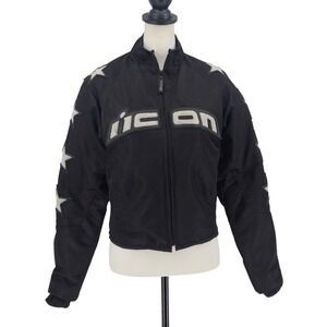 Icon hooligan 54 Motorcycle Jacket Women XS Black Mesh Star Padded Biker Racing